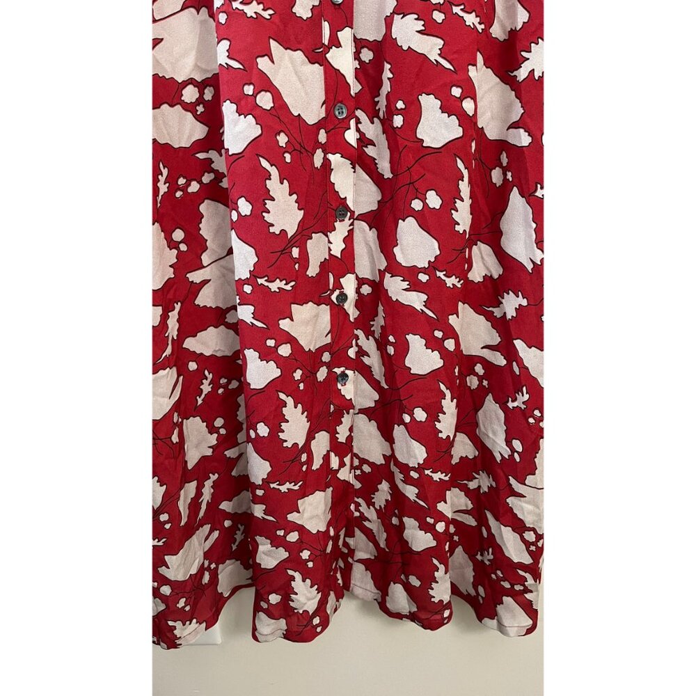 RAQUEL ALLEGRA RED LEAF PRINT DRESS S - Picture 4 of 8